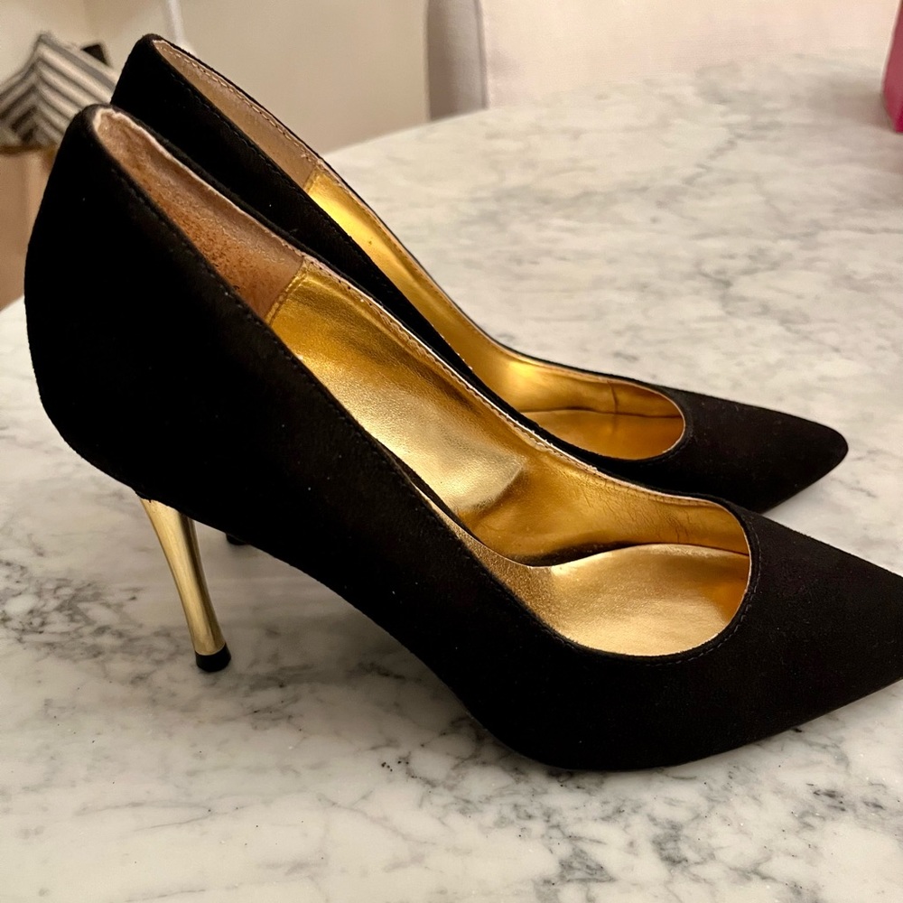 Thalia Sodi Velvet Gold Heel Pumps Size 7